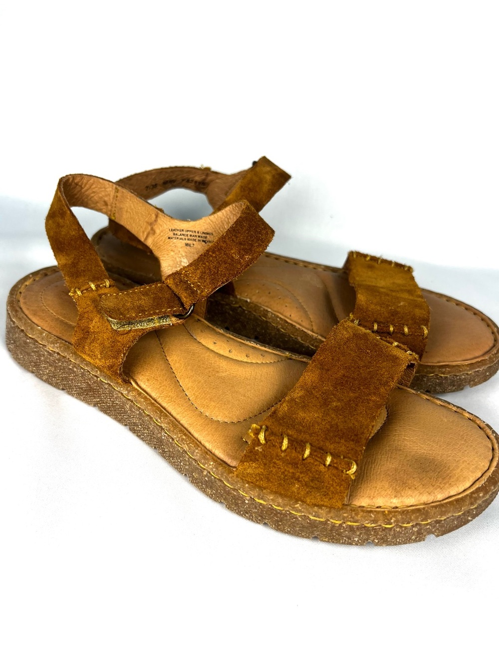 Born Brown Suede Adjustable Strap Comfort Sandals Women’s 7 Boho Leather